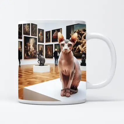 Sphynx Cat Sitting In Art Gallery