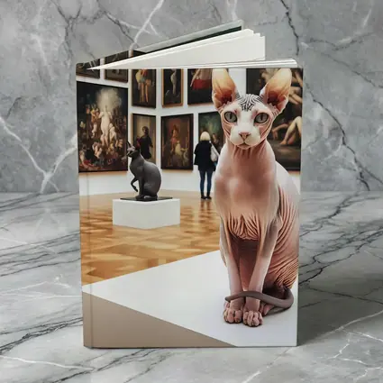 Sphynx Cat Sitting In Art Gallery