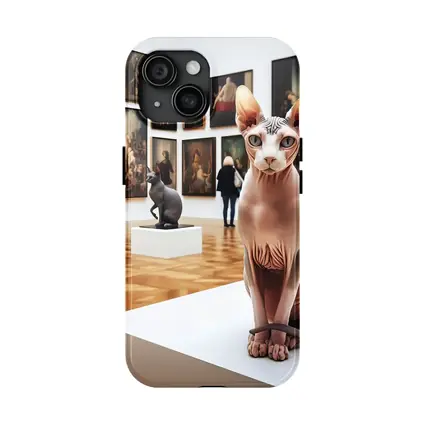 Sphynx Cat Sitting In Art Gallery