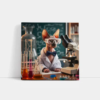 Sphynx Cat Scientist Laboratory Funny Portrait