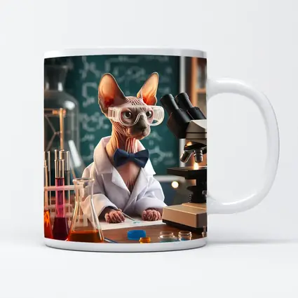 Sphynx Cat Scientist Laboratory Funny Portrait
