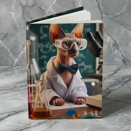 Sphynx Cat Scientist Laboratory Funny Portrait