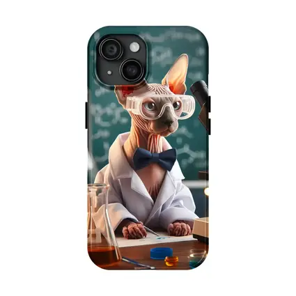 Sphynx Cat Scientist Laboratory Funny Portrait