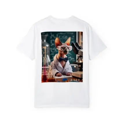 Sphynx Cat Scientist Laboratory Funny Portrait