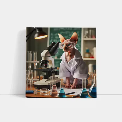Sphynx Cat Scientist In Laboratory Setting