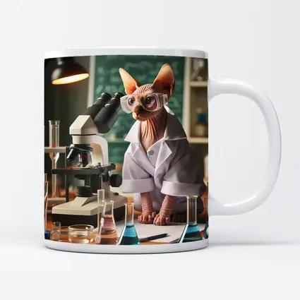 Sphynx Cat Scientist In Laboratory Setting
