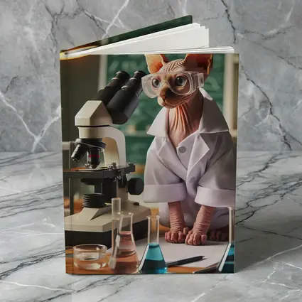 Sphynx Cat Scientist In Laboratory Setting