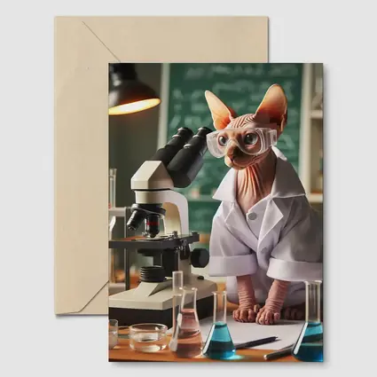 Sphynx Cat Scientist In Laboratory Setting