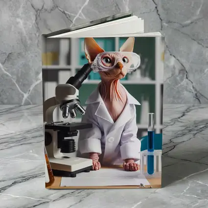 Sphynx Cat Scientist Laboratory Microscope Art