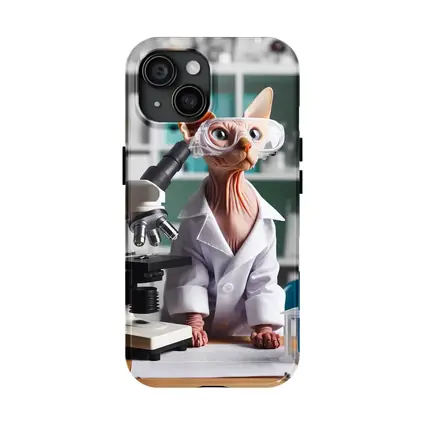 Sphynx Cat Scientist Laboratory Microscope Art