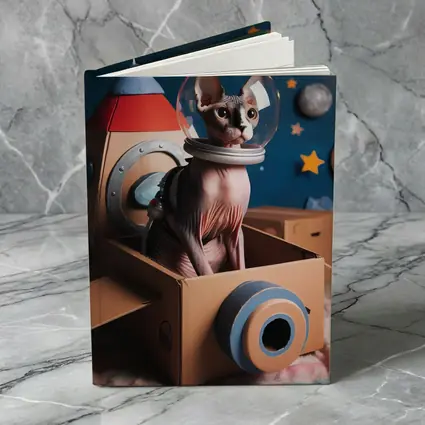 Sphynx Cat Astronaut Cardboard Rocket Space