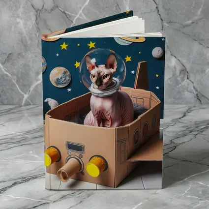 Sphynx Cat Astronaut Cardboard Rocket Space