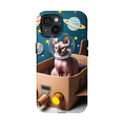 Sphynx Cat Astronaut Cardboard Rocket Space
