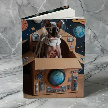 Sphynx Cat Astronaut Cardboard Spaceship Space