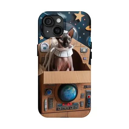 Sphynx Cat Astronaut Cardboard Spaceship Space