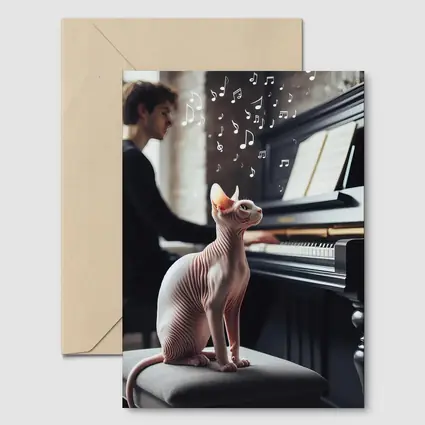Sphynx Cat Listening to Piano Music