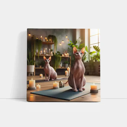 Sphynx Cats Relaxing in Cozy Yoga Studio