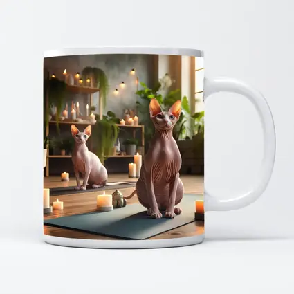 Sphynx Cats Relaxing in Cozy Yoga Studio