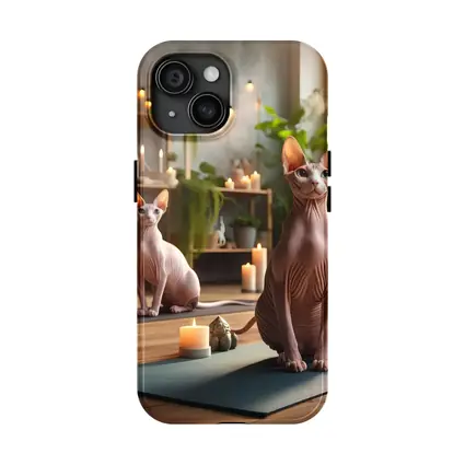 Sphynx Cats Relaxing in Cozy Yoga Studio