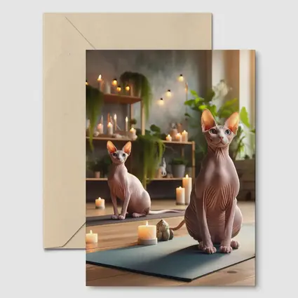 Sphynx Cats Relaxing in Cozy Yoga Studio