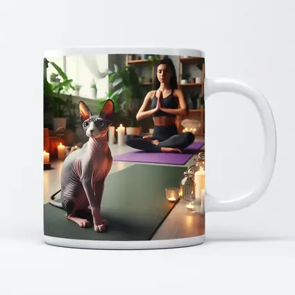 Sphynx Cat Sitting on Yoga Mat