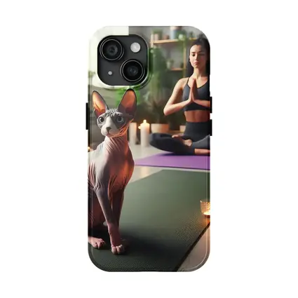 Sphynx Cat Sitting on Yoga Mat