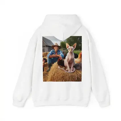 Sphynx Cat Sitting on Hay Bale Farm