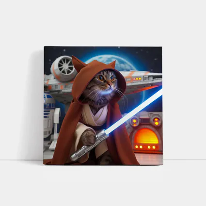 Jedi Cat With Lightsaber Space Background