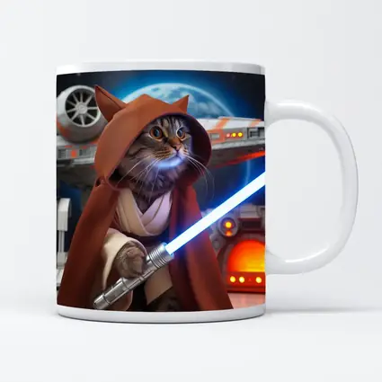 Jedi Cat With Lightsaber Space Background
