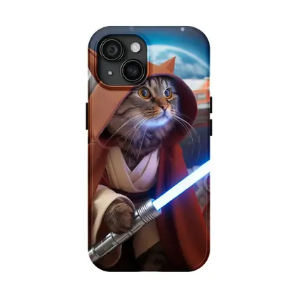 Jedi Cat With Lightsaber Space Background