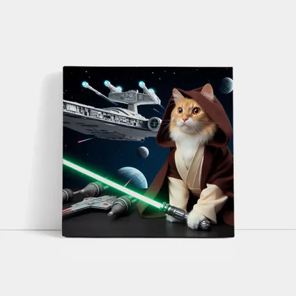 Orange Cat Jedi Lightsaber Space Battle