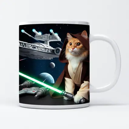 Orange Cat Jedi Lightsaber Space Battle