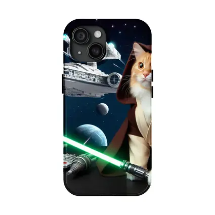 Orange Cat Jedi Lightsaber Space Battle