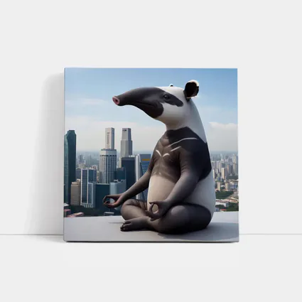 Anteater Meditating Above City Skyline