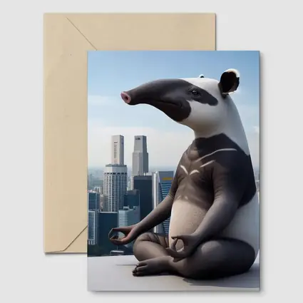 Anteater Meditating Above City Skyline