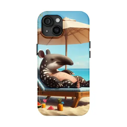 Tapir Relaxing On Tropical Beach Chair