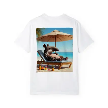 Tapir Relaxing On Tropical Beach Chair