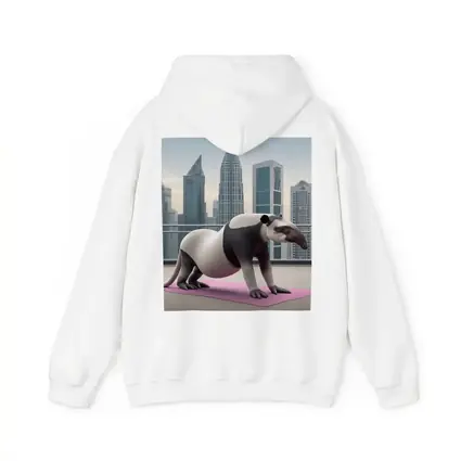 Tapir Doing Yoga City Skyline Background