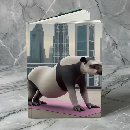 Tapir Doing Yoga City Skyline Background