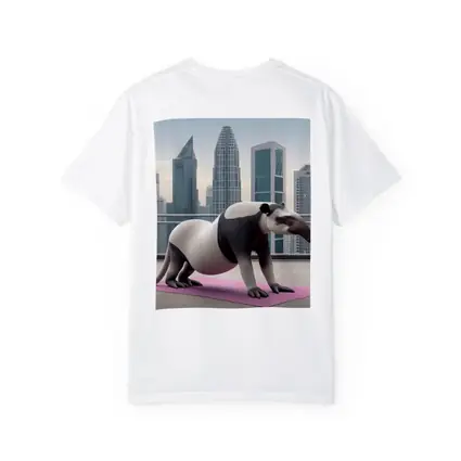 Tapir Doing Yoga City Skyline Background