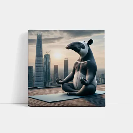 Tapir Meditating Yoga City Skyline