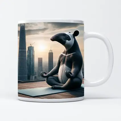 Tapir Meditating Yoga City Skyline