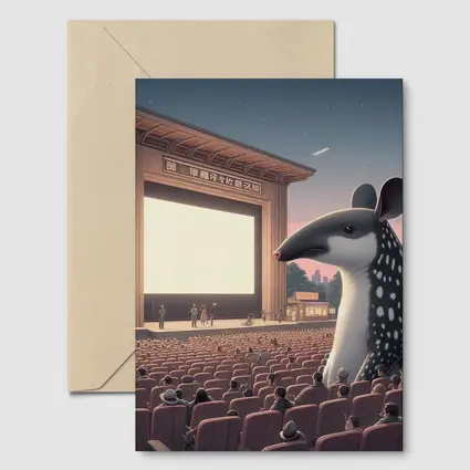 Giant Tapir Watching Outdoor Cinema Night
