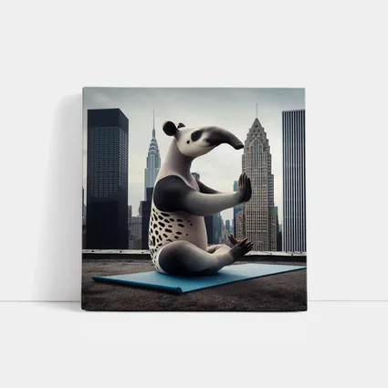 Tapir Doing Yoga City Skyline