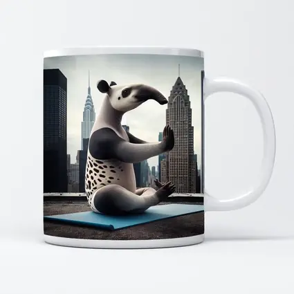 Tapir Doing Yoga City Skyline
