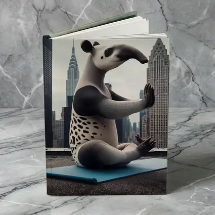 Tapir Doing Yoga City Skyline