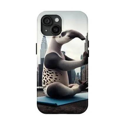Tapir Doing Yoga City Skyline