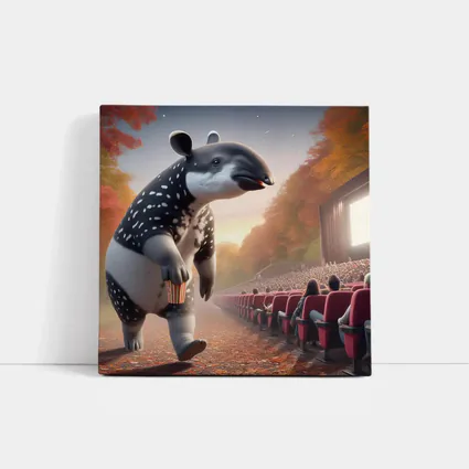 Tapir With Popcorn At Outdoor Cinema