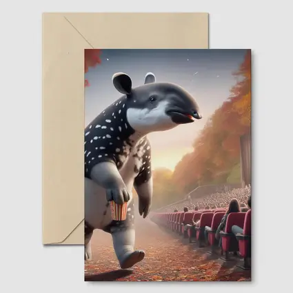 Tapir With Popcorn At Outdoor Cinema