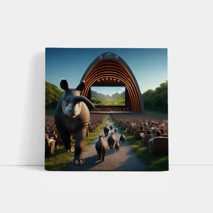 Tapirs Walking Through Outdoor Theater Crowd
